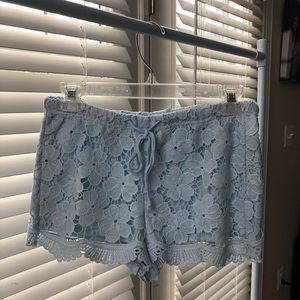 Forever 21 Light Blue shorts lined w/ flower lace